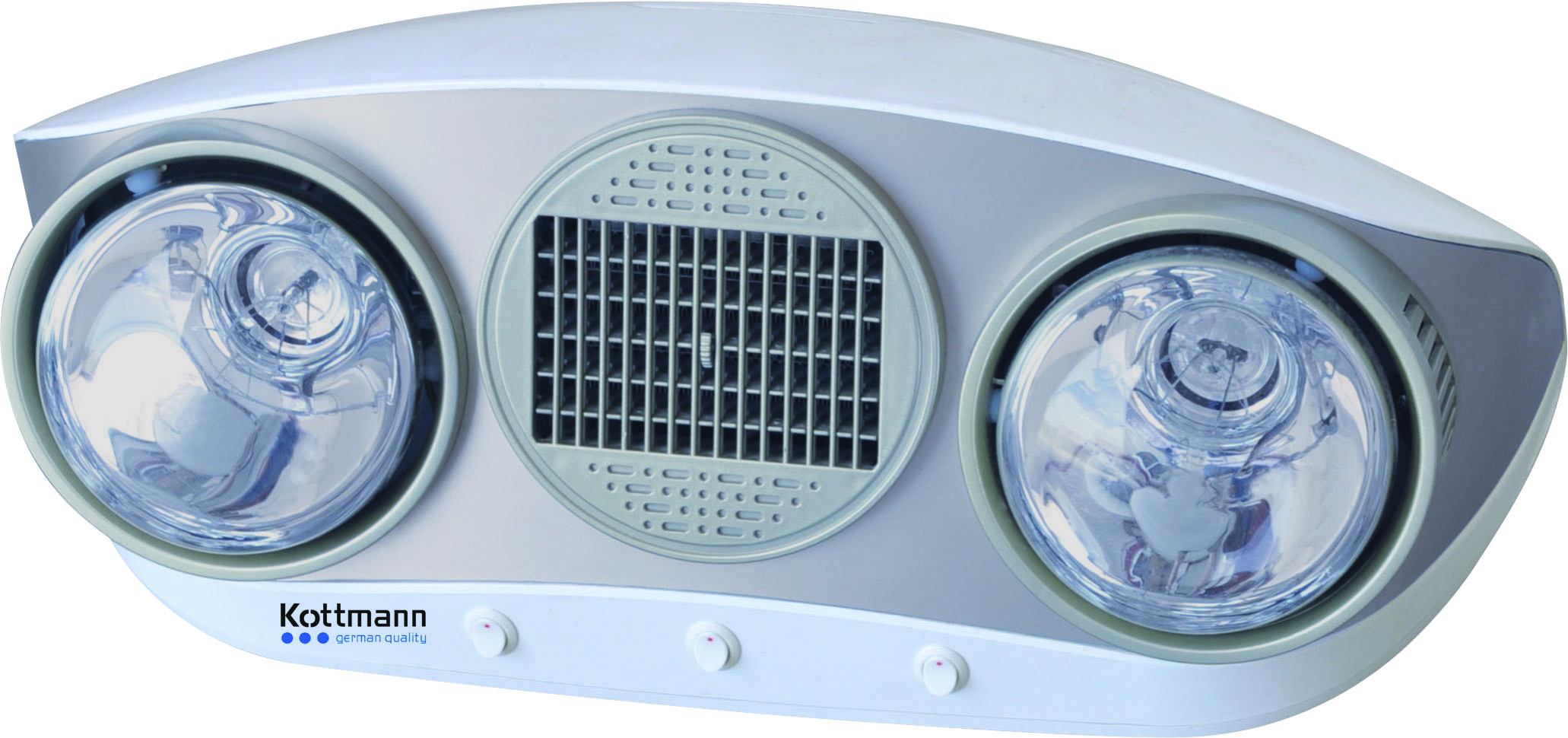 Đèn sưởi nhà tắm Kottmann thổi gió nóng 2 bóng bạc (K2B-HW-S)