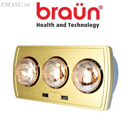Đèn sưởi nhà tắm Braun 3 bóng vàng BU03
