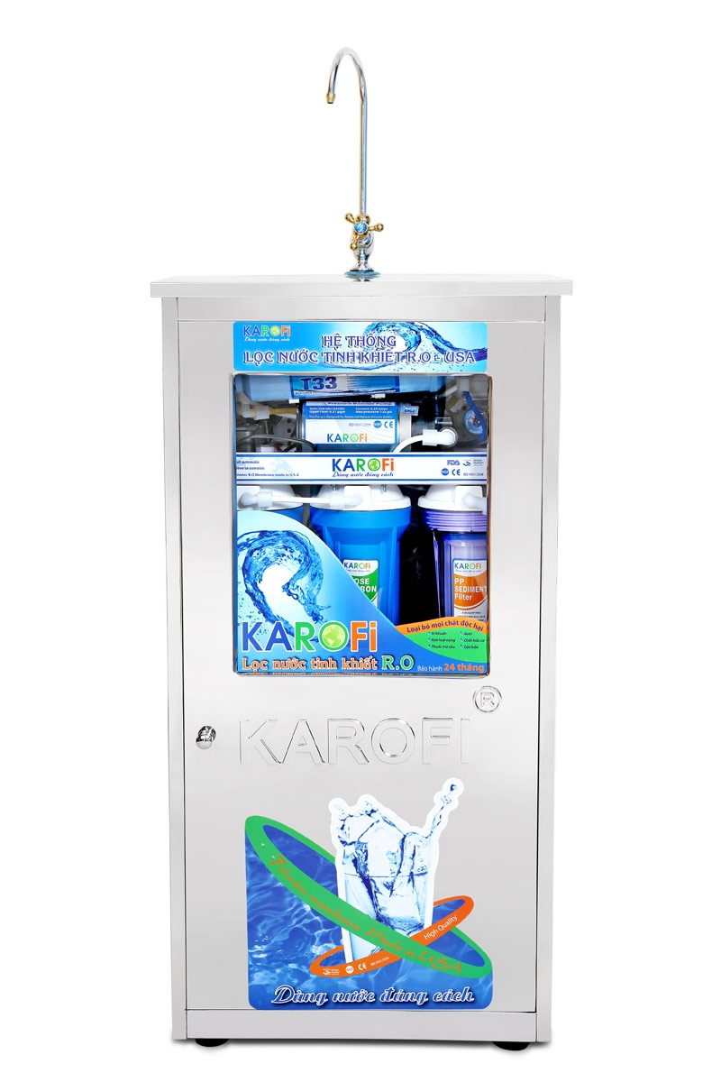 Máy lọc nước Karofi 6 cấp lọc có tủ bình áp nhựa (K6NT)